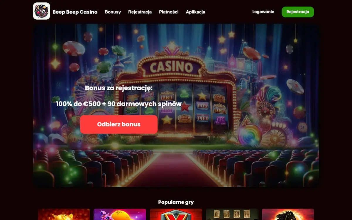 Lobby BeepBeep Casino na oficjalnym lustrze, zrzut z Niemiec